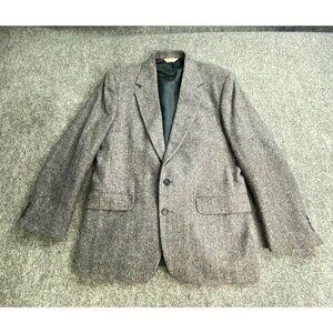 VTG Charles Klein Blazer Jacket‎ Mens 42R Gray Herringbone Wool USA Sport Coat